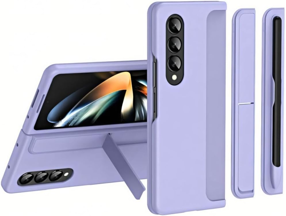Z Fold 7 ile Uyumlu Çok Fonksiyonlu Sert Plastik Telefon Kılıfı, İster Standlı İster Kalemlik Bölmeli Stand Olarak Kullanılabilen,Katlanabilir Destek Ayaklı,Günlük Kullanıma Uygun (Lil)