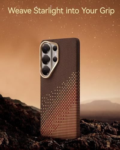 RAPTIC S26 Ultra Kılıf için Aramid Cilt, MagSafe ile Uyumlu, Kaymaz ve Ultra İnce Hafif Kılıf S26 Ultra Kılıf Kılıfsız Hissi, 1500D Aramid Fiber AeroWoven Dokular, Serenity Amber - Görsel 2