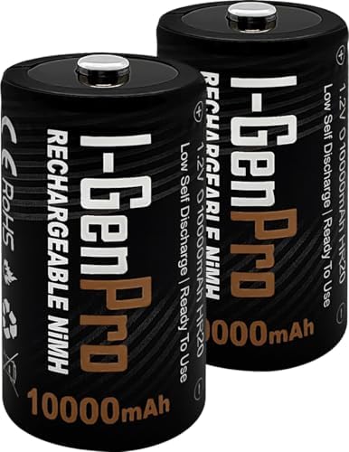 I-Gen Batteries Pro HR20 D Büyük Boy 10.000 mAh 1.2 V Ni-Mh Şarj Edilebilir D Boy Pil (D Boy, Adet, 2)