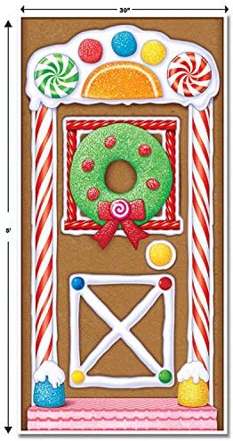 Beistle Baskılı Plastik Zencefilli Ev Kapı Kapağı Kapalı/Dış Mekan Noel Partisi Süslemeleri, 76 x 132 cm, Çok Renkli - Görsel 3