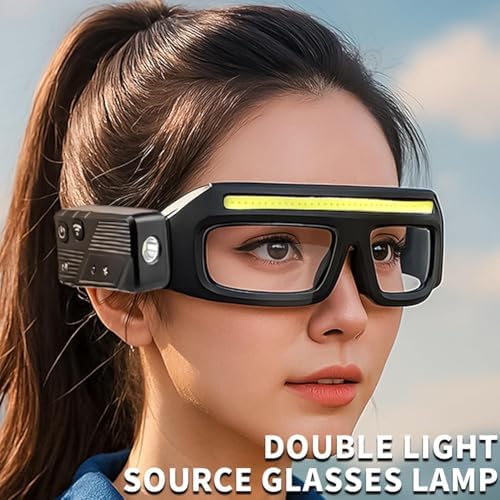 Hareket sensörü ve dokunmatik kontrollü LED Koruycu güvenlik Gözlük, Gece Koşusu, Kamp, Balıkçılık, Bisiklet, Yürüyüş, kitap Okuma Eller Serbest Aydınlatma için 5 modlu USB C ışıklı (sarı) - Görsel 3