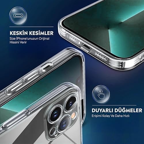 Apple İPhone 13 Pro Max Kamera Korumalı Şeffaf Silikon Kılıf - Görsel 3