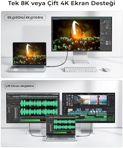 Alternative view of USB4 USB-C Kablo 1.8 m 240W 40Gbps 8K 60Hz 4K 144Hz Thunderbolt 3/4 Uyumlu Type-C Hızlı Şarj Veri Görüntü ve Ses Aktarım Kablosu