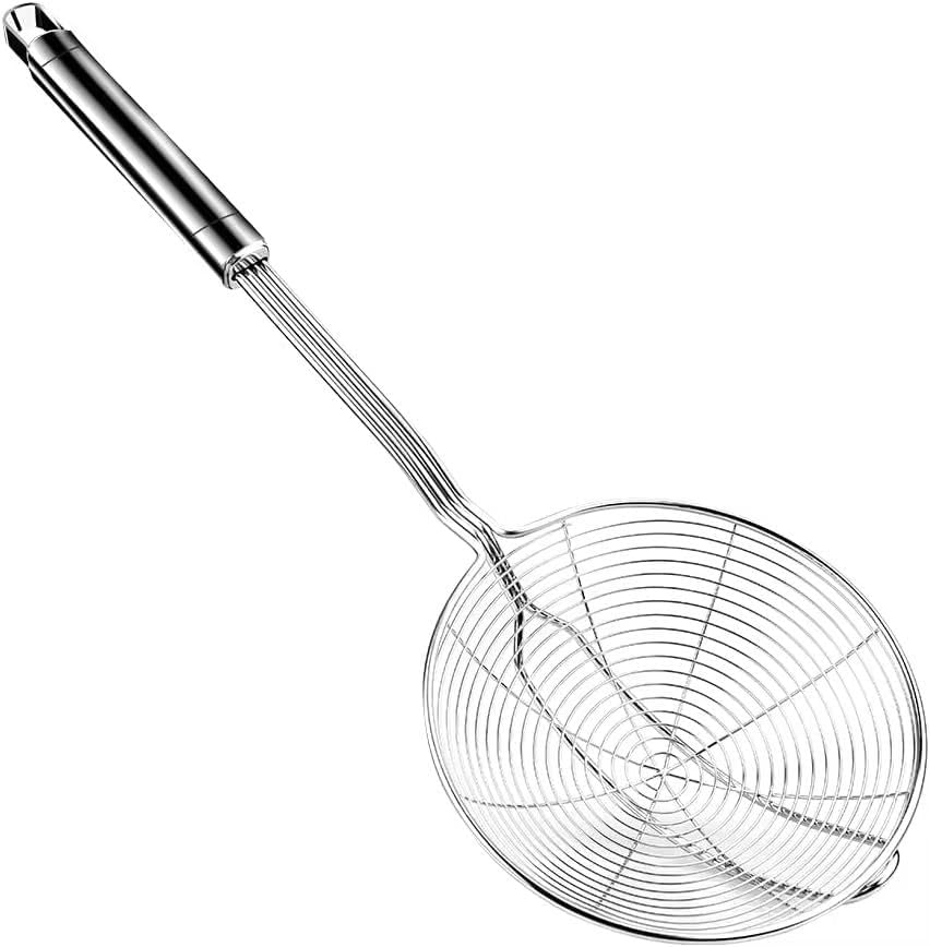Metal Saplı Güçlendirilmiş Gövdeli Tel Kevgir – Paslanmaz Çelik Süzgeç, Derin Süzek, Kızartma ve Haşlama İçin İdeal, Isıya Dayanıklı Mutfak Gereci (17 Cm) - Görsel 3