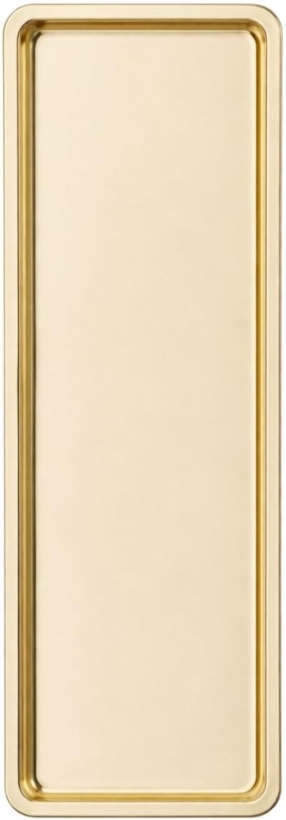 Paslanmaz Çelik, Dikdörtgen Sunum Tepsisi, Gold, 33x13 cm, Düz, Çay, Kahve, Pasta Sunum, 1 Adet - Görsel 2
