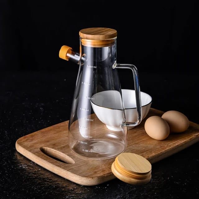 Alternative view of 900 Ml 2 Adet Borosilikat Cam Yağdanlık,Termisil Isıya Dayanıklı Yağlık Ve Sirkelik,Zeytin Yağı,Limon Suyu Ve Sirke İçin Yağ Şişesi (2 Adet)