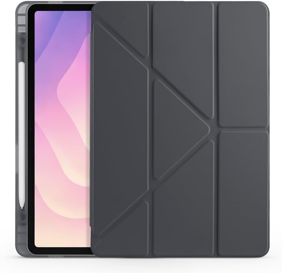 Alternative view of Galaxy Tab S11 SM-X730 X736B ile Uyumlu Akıllı Kılıf, Kalem Bölmeli Lansman Antrasit Origami Standlı Darbe Emici Şeffaf Arka Kapaklı Ultra İnce Popüler Tablet Kılıfı