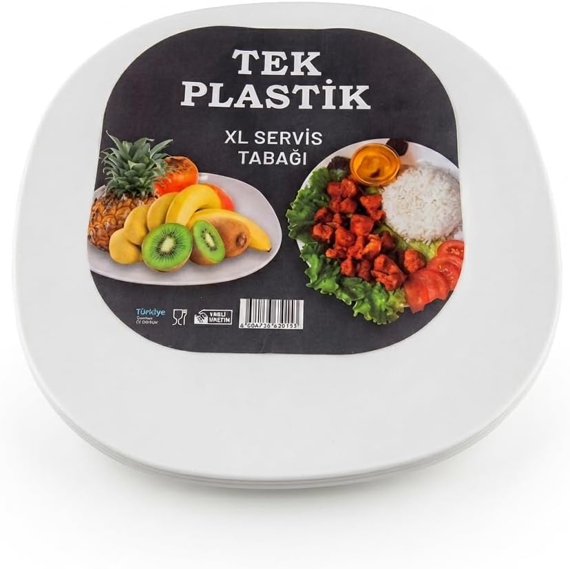 Alternative view of Sert Plastik Servis Tabak 6'lı Set 25 cm – Kırılmaz, Yıkanabilir, Piknik, Servis ve Sunum Tabağı