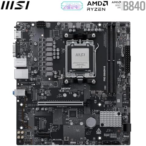 MSI PRO B840M-B AM5 DDR5 8000MHZ(OC) HDMI,VGA,2X M.2 USB 5 GBS 2.5G LAN MATX - Görsel 3