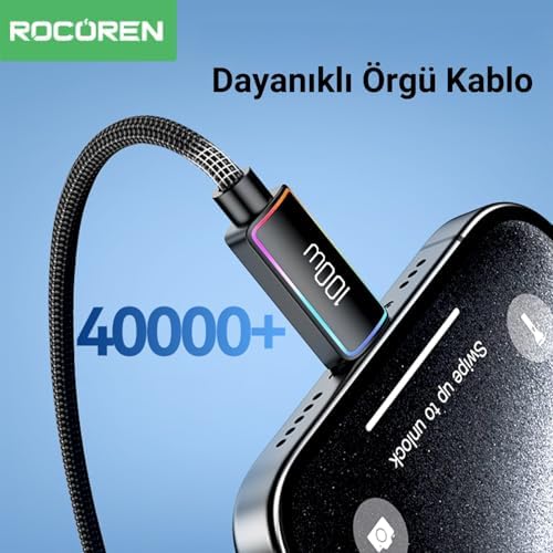 100W Type-C to Type-C RGB Aydınlatmalı Örgülü Şarj ve Data Kablosu 2 Metre - Görsel 3
