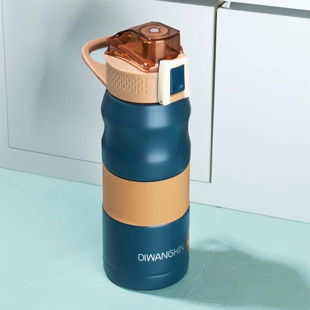er 1393-2 Paslanmaz Çelik Sızdırmaz Çift Katmanlı Yalıtımlı Çay Kahve Termosu Lacivert 350 ml - Görsel 2