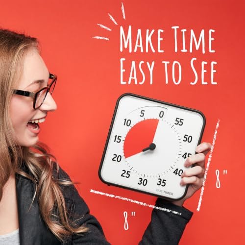 TIME TIMER ORİJİNAL Medium 19x19cm - 60 Dakika Görsel Analog Zamanlayıcı Saat - İsteğe Bağlı Akustik Alarm (Ses Kontrolü) Yüksek Sesli Tıklama Yok; Zaman Yönetimi Cihazı (Siyah) - Görsel 2