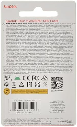 256GB Ultra Lite MicroSDXC 100 MB, Beyaz/Gri