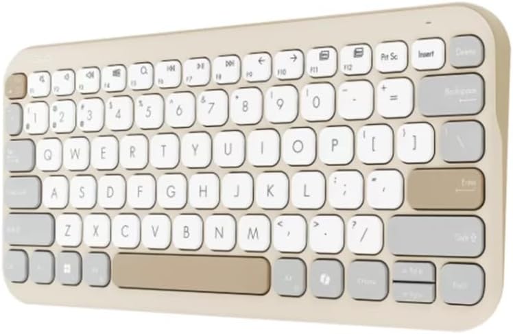 ASUS Marshmallow Mini Bluetooth Klavye, Çoklu Cihaz Uyumlu, Sessiz Tuşlar, Q-Türkçe, Bej