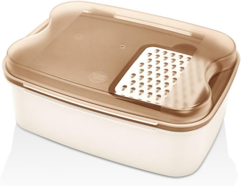 Alternative view of Rendeli Saklama Kabı - Masal Krem Kesme Tahtalı Ve Rendeli Şeffaf Bakır Kapak Salata Kabı 4500Ml, Krem