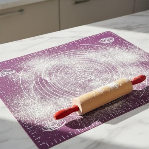 40x50 cm Silikon Hamur Açma Matı - Yapışmaz ve Kaymaz Ölçülü Hamur Yoğurma Matı - Mantı, Ekmek, Makarna ve Pasta İçin Gıda Sınıfı Silikon Mutfak Hazırlık Gereci (Renk Stok Durumuna Göre Gönderilir.) - Görsel 3
