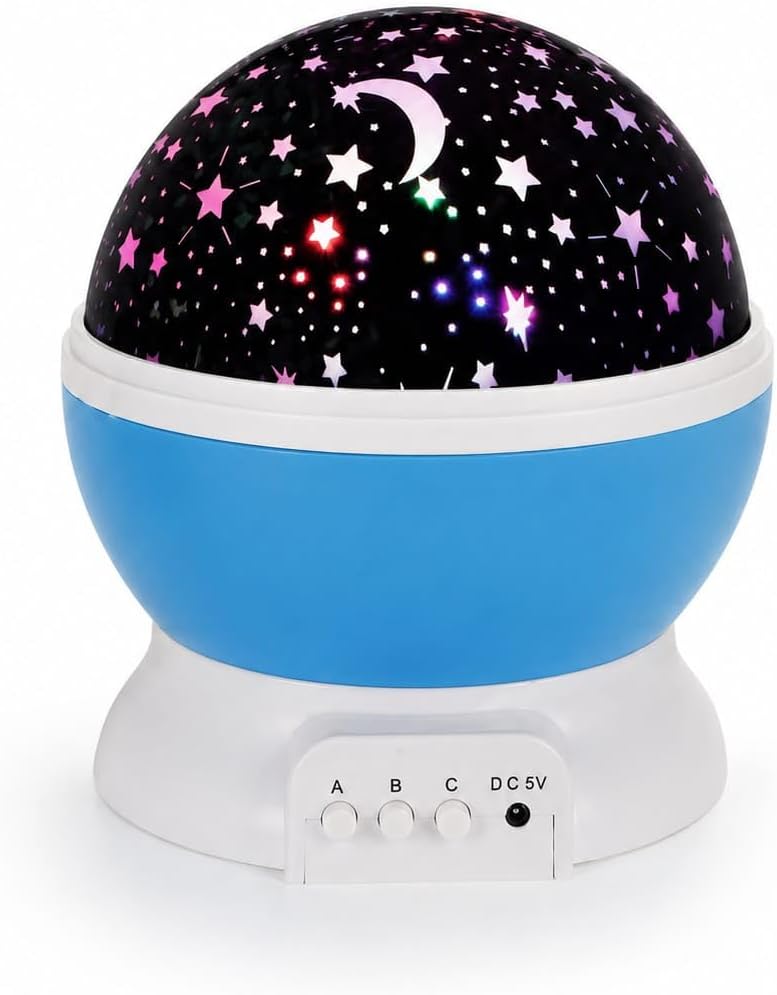 Alternative view of Yıldız Projeksiyon Lambası, Dönen Gece Lambası, Renkli LED Işıklı Galaksi Projektörü, Çocuk Odası ve Bebek Odası İçin Dekoratif Masa Lambası, USB ve Pil ile Çalışan Gece Işığı