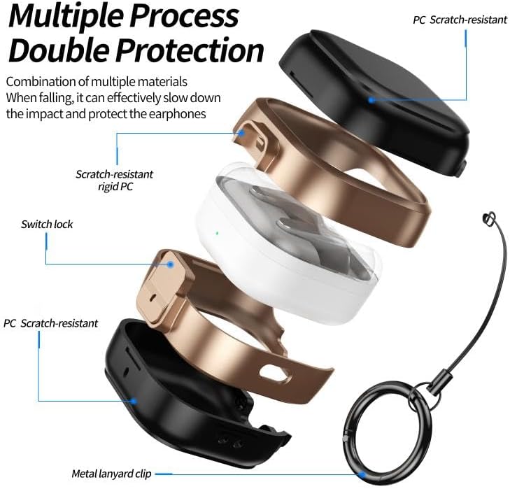 [Safe-Pod]  Galaxy Buds4 Pro/Buds 4 için Kılıf [Güvenlik Kilit Tasarımlı] Tam Koruma Sağlayan Galaxy Buds4 Kulaklık Kılıfı PC+TPU Hybrid Tasarım  Buds 4 Pro Kılıfı (Rose)