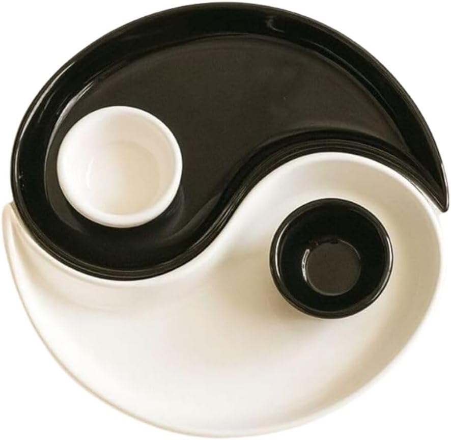 Yin & Yang 2'li Özel Tasarım Sosluklu Kahvaltılık Tabağı Sosluk Çerezlik Kase Dekoratif Tabak 20 cm - Görsel 3