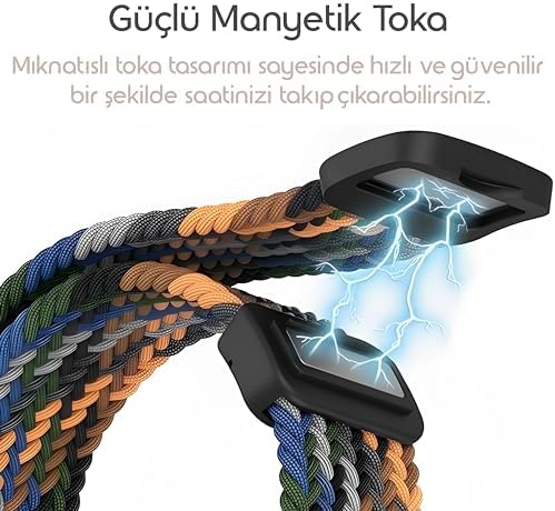 Örgü Loop Kumaş Kordon Xiaomi ile Uyumlu Redmi Watch 5 Active/Redmi Watch 5 Lite/Watch 2/2Pro/S3/S1/S1Pro/S1 Active İçin Manyetik Tokalı Terlemeye Karşı Elastik Kumaş Kayış - Görsel 3