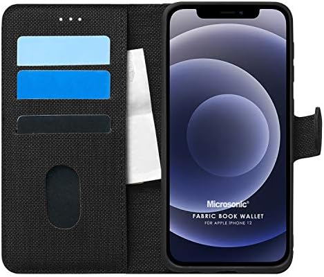 Alternative view of Apple iPhone 12 için Kılıf Fabric Book Wallet Siyah [iPhone 12 ile Uyumlu Kılıf - Siyah]