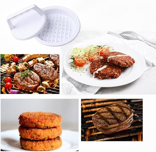 Hamburger Köfte Kalıbı, Ergonomik Saplı Burger Press, Yuvarlak Köfte Şekillendirici, Et, Tavuk ve Sebze Köftesi İçin Pratik Mutfak Aparatı