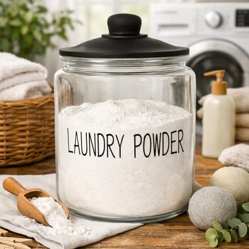 3,8 L Cam Deterjanlık Kavanoz – Amber Renk, Kapaklı “LAUNDRY POWDER” Saklama Kabı, Çamaşır Deterjan Kapsülü ve Pod Düzenleyici - Görsel 3