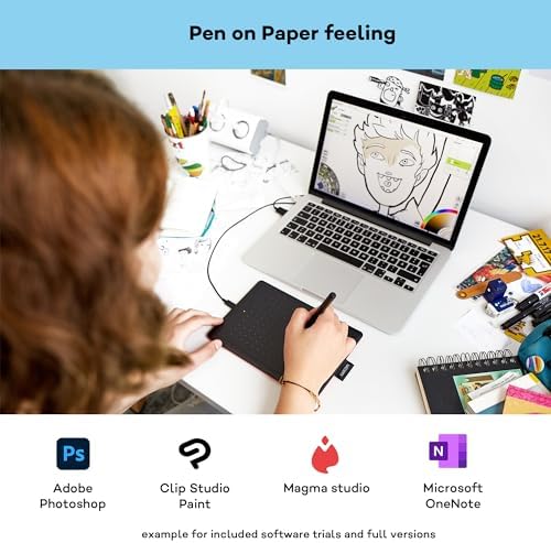 Wacom One CTL-472-N Creative Pen Çizim Tableti, USB, 3600 W, Baskıya Duyarlı Kalem, Siyah