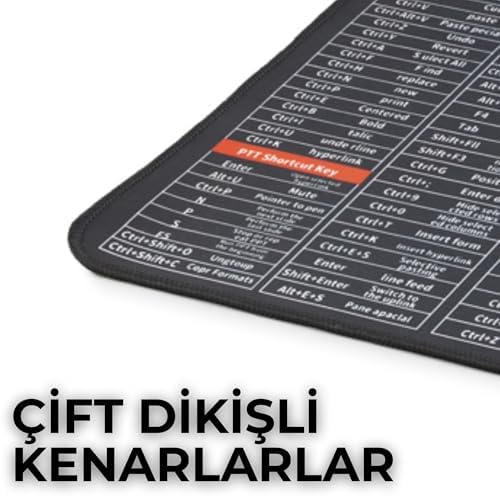 Alternative view of Kısayol XL Mousepad | 70x30 cm Masa Matı | Excel, Word, Photoshop, CAD Tüm Kısayollar Elinizin Altında | Çift Dikişli Kenarlar, Kaymaz Taban | Ofis ve Verimlilik İçin Şık ve İşlevsel Tasarım