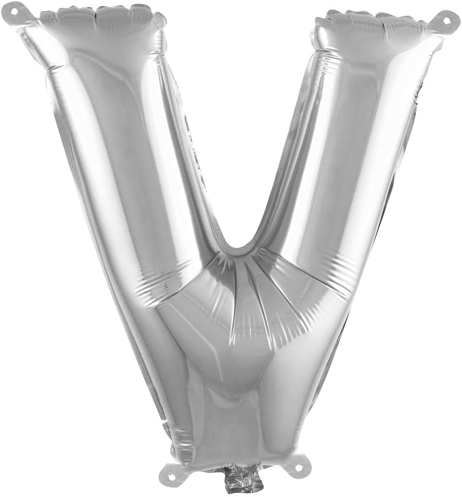 Alternative view of V Harfi 16 İnç Gümüş Renk Folyo Balon 36 CM (Gümüş)