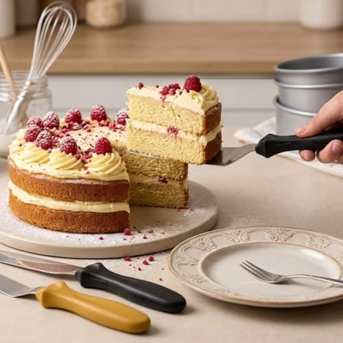 3’lü Spatula Seti – Paslanmaz Çelik, Plastik Saplı, Pasta, Kek ve Krep İçin Profesyonel Spatula Takımı - Görsel 3