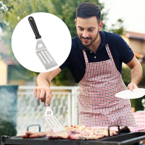 Paslanmaz Çelik Geniş Mutfak Spatulası - Isıya Dayanıklı Sert Plastik Saplı Krep ve Omlet Çevirici, Esnek Balık ve Izgara Spatulası - Görsel 2