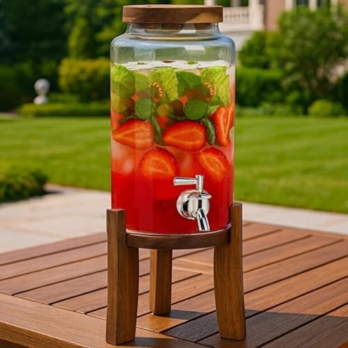 Alternative view of Musluklu Cam Sebil 3L Ahşap Standlı Soğuk İçecek Dispenseri Çilekli Detoks Limonata ve Sunumluk
