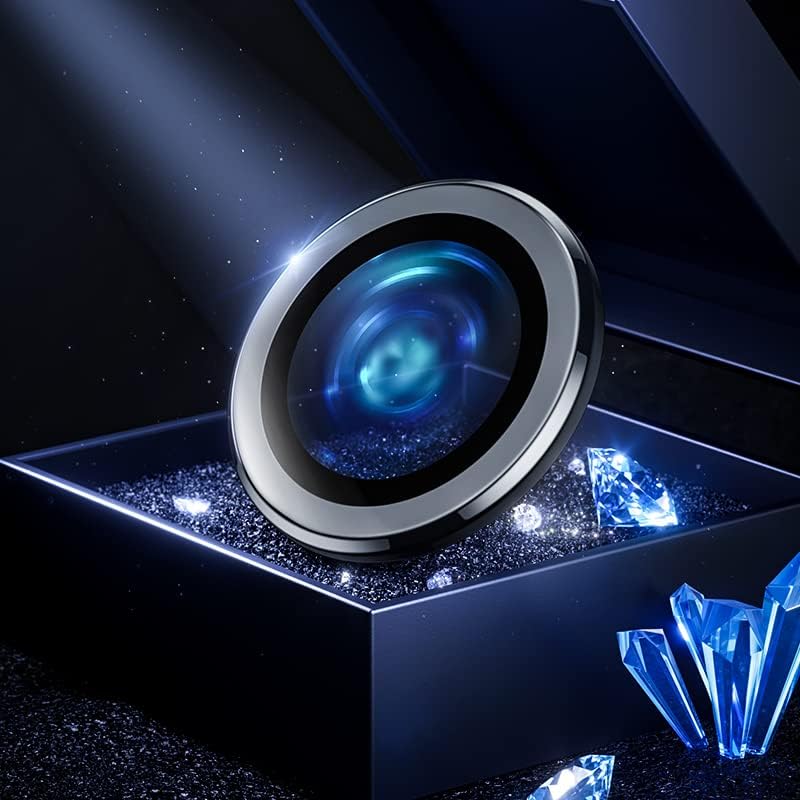 Safir lens Safir mercek koruması iphone 14 ve 14plus ile Uyumlu Gerçek Safir cam Kamera Lens Koruyucu Çelik Halka Hd 9d Kırılmaz Cam Renk : siyah Çerçeveli - Görsel 2