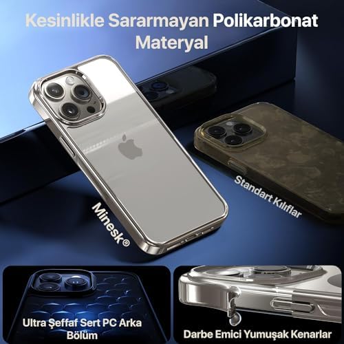 iphone 15 Pro Max için Pure Serisi Natural Titanyum Kılıf Ultra Şeffaf Sert Arka Bölüm ve Darbe Emici Silikon Kenarlar Kusursuz Kalıp ve Hassas Tuşlar (Natural Titanyum, 15 Pro Max) - Görsel 2