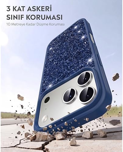 Alternative view of iPhone 17 Pro Luxury Sim Taşlı Telefon Kılıfı Parlak Glitter Premium Koruma