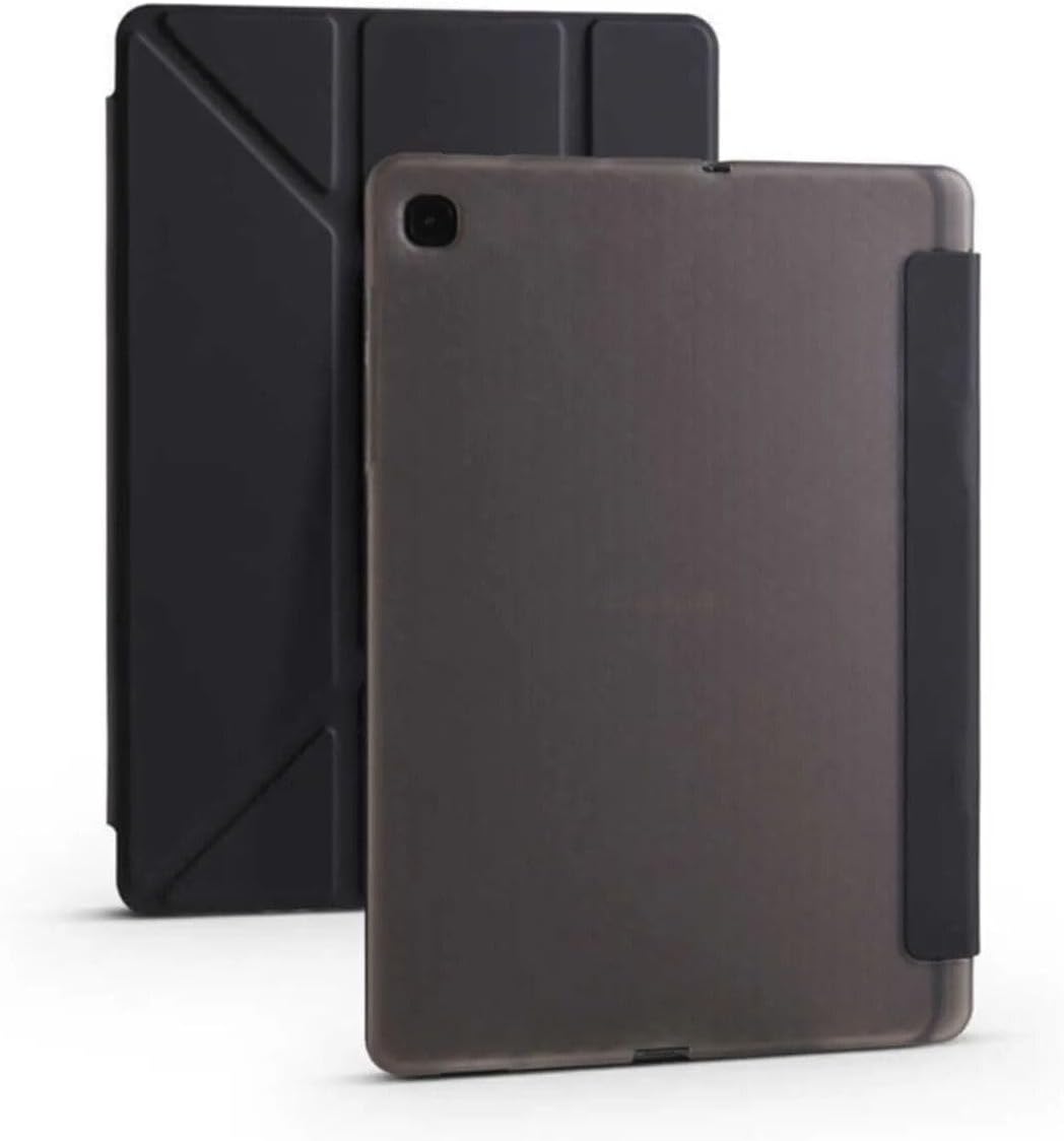Galaxy Tab S6 Lite P610 P620 ile Uyumlu Kalem Bölmeli PU Deri Arkası Yumuşak Silikon Kılıf, Siyah