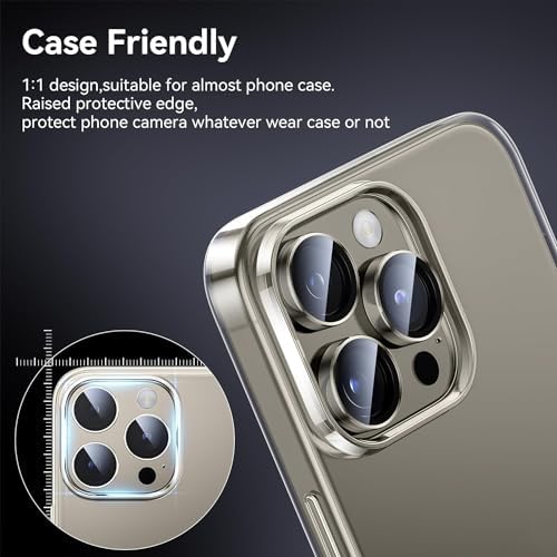 Merwish Apple iPhone 15 Pro Max ve iPhone 15 Pro için Kamera Lens Koruyucu Ultra İnce Yüksek Kaliteli Cam 3 Adet (Naturel Titanyum) - Görsel 3