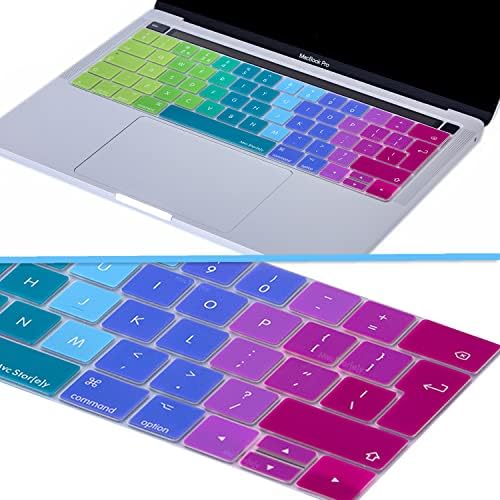 İngilizce Klavye Koruyucu MacBook Pro 13 15 Touch Bar Uyumlu A1706 A1989 A2159 A1707 A1990 | UK ISO Ters L Enter | Avrupa İngilizce Baskılı Silikon Keyboard Cover Pembe Yeşil - Görsel 3