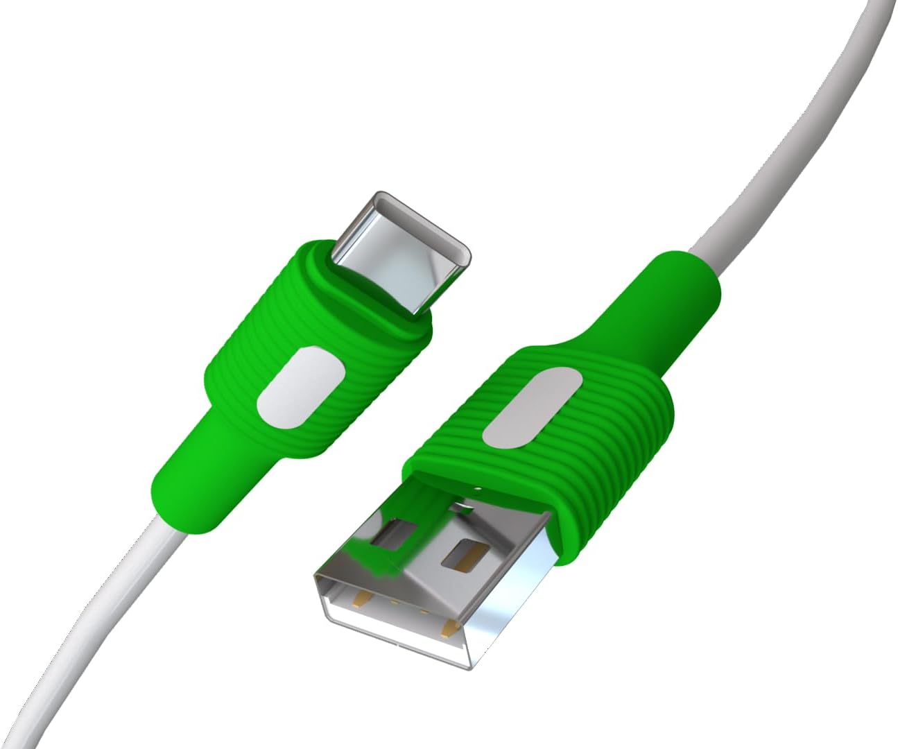 USB A-C Hızlı Şarj Kablosu (Beyaz + Beyaz/Yeşil Uç) (150 CM) - Görsel 3