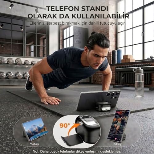 Alternative view of [Black-Frame]  Galaxy Buds4 Pro/Buds 4 için Kılıf [Fonksiyonel Stantlı Tasarım] Kulaklık Kılıfı [Güvenlik Kilit Tasarımlı] Taşıma Askılı TPU Koruyucu  Buds 4 Pro Kılıf (Siyah)