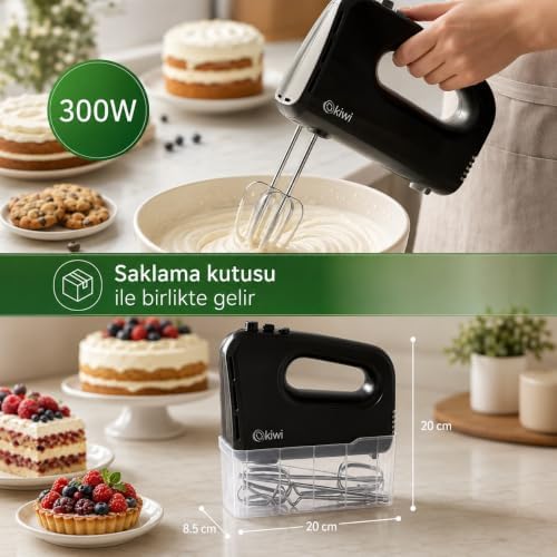 KMX-3620 Mikser | 5 Kademe & Turbo Fonksiyonu & Hamur Kancalı & Saklama Kutulu (Siyah) - Görsel 2
