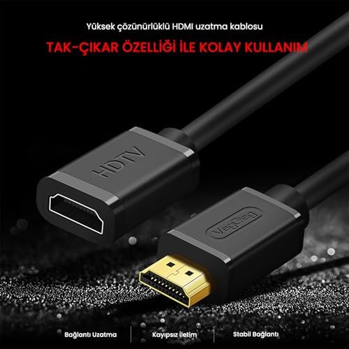 4K 60Hz Dişi Erkek HDMI 2.0 Uzatma Kablosu 2 Metre - Görsel 3