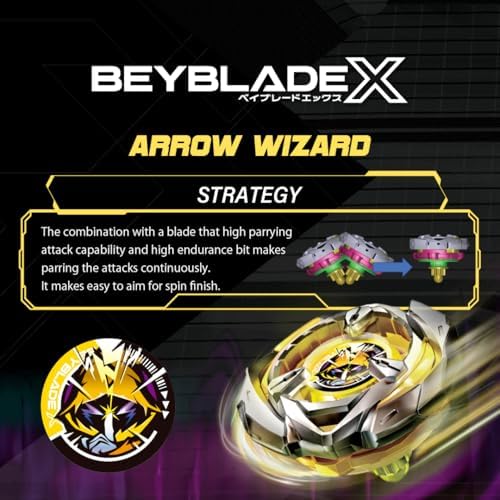 Beyblade X Arrow 4-80B Stamina Tipi Başlangıç Seti, Fırlatıcı Dahil, Sarı