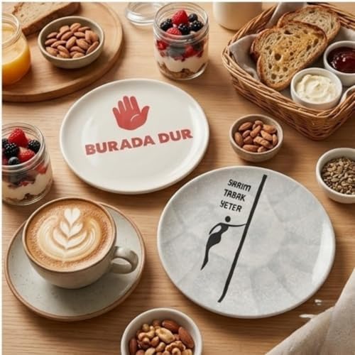 4'lü Seramik Tabak Seti, Porsiyon Kontrol Tasarımlı, Protein ve Sebze Bölmeli, Diyet Dostu - Görsel 3