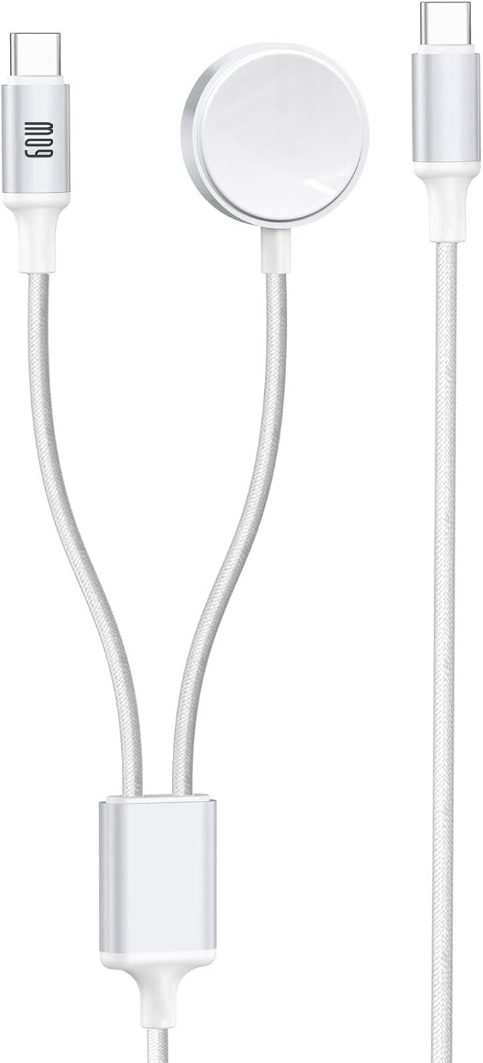 Alternative view of 60W PD Multi Fonksiyonel Şarj Kablosu 2in1 Universal Şarj Kablosu Type-C to Type-C Uçlu 1.2 Metre Uzunluk Akıllı Saat Watch Uyumlu U06C02