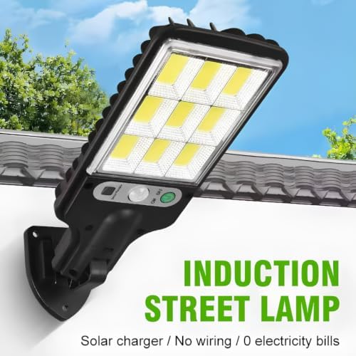 Jouis Solar Güneş Enerjili Sokak Lambası 72 LED - IP65 Su Geçirmez Uzaktan Kumandalı ve Hareket Sensörlü COB LED Dış Mekan Duvar Aydınlatması, Bahçe, Otopark ve Avlu Projektörü - Görsel 3