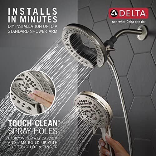 Delta Faucet 7-Setting In2ition çift duş başlığı, el spreyi, fırçalanmış nikel duş başlığı, hortum, duş başlıkları ve el duşları, el duş başlıkları, saten nikel 75687DSN - Görsel 2
