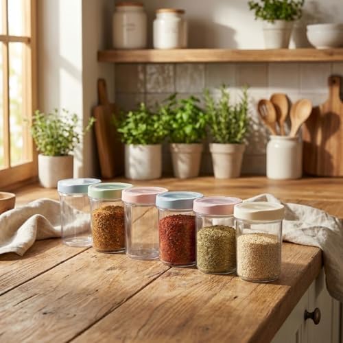 Kaşıklı Şeffaf Kilitli Tekli Baharatlık PP Plastik Pul Biber Kekik Baharat Kabı Kapaklı Mutfak Baharatlık Saklama Kabı 1 Adet (ASORTİ RENK) (500 M) - Görsel 3