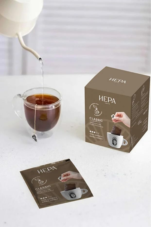 Hepa Coffee Hepa Classic Tek Kullanımlık Poşet Filtre Kahve 5’li Paket | Makinesiz Pratik Filtre Kahve | Günlük Kullanıma Uygun Kahve